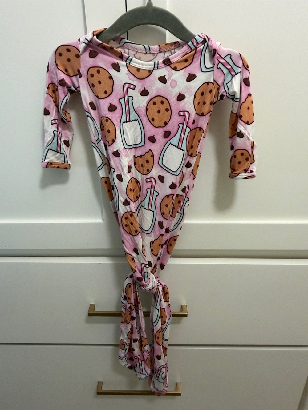 Kids Pink Cookie & Milk Knotted Gown Pajamas